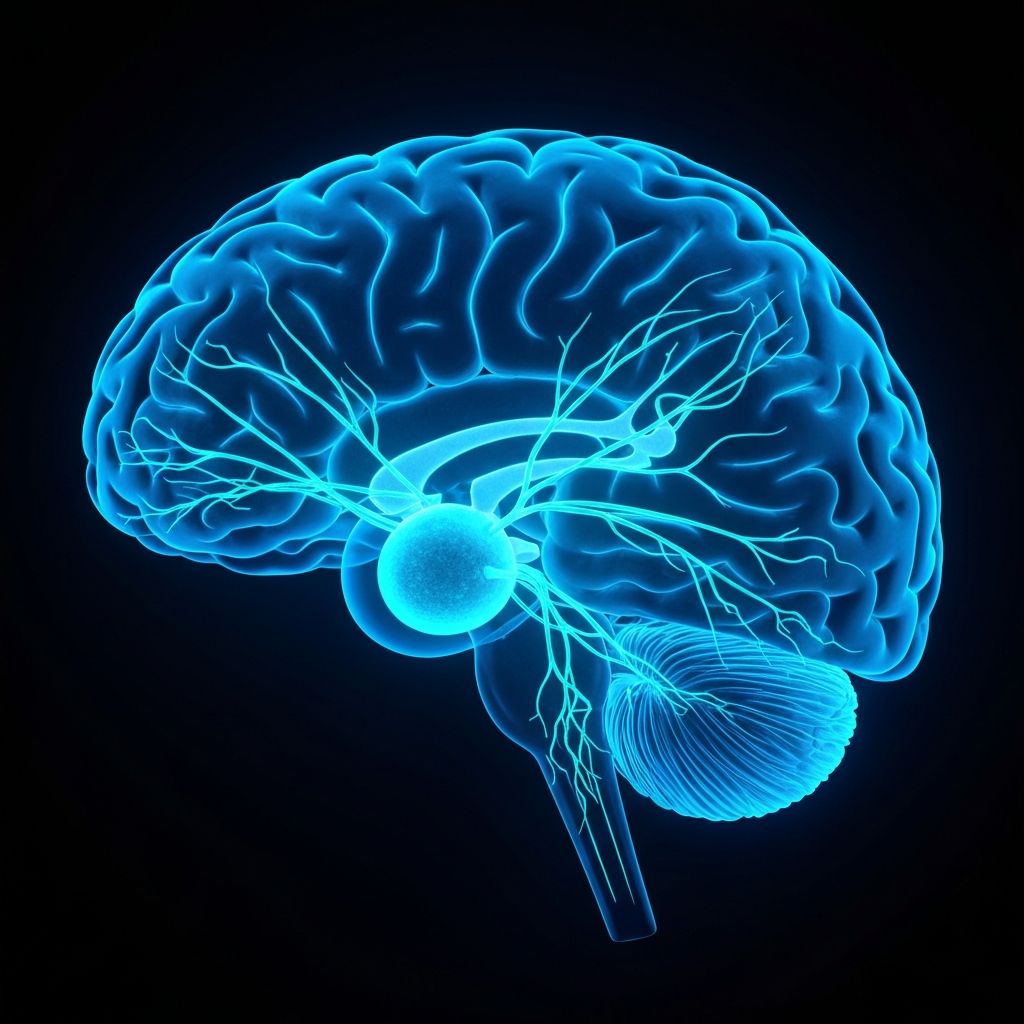 Futuristic brain scan visualization used for subspecialist diagnostics